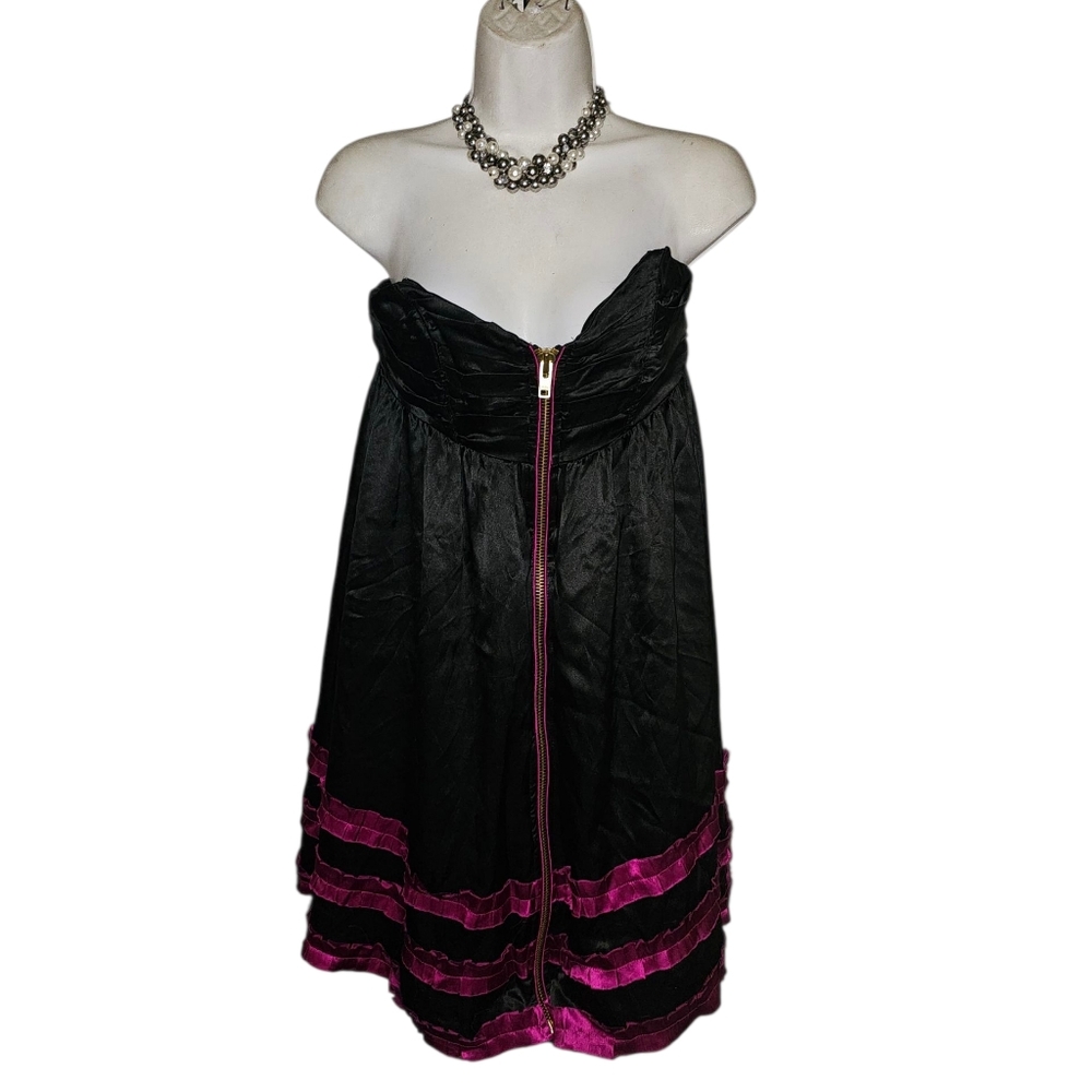 Betsey Johnson Strapless Black and Pink Dress